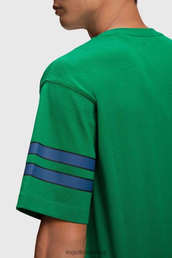 majice s kratkimi rokavi sl Esprit moški majica s črtastimi rokavi smaragdno zelena 6X446806