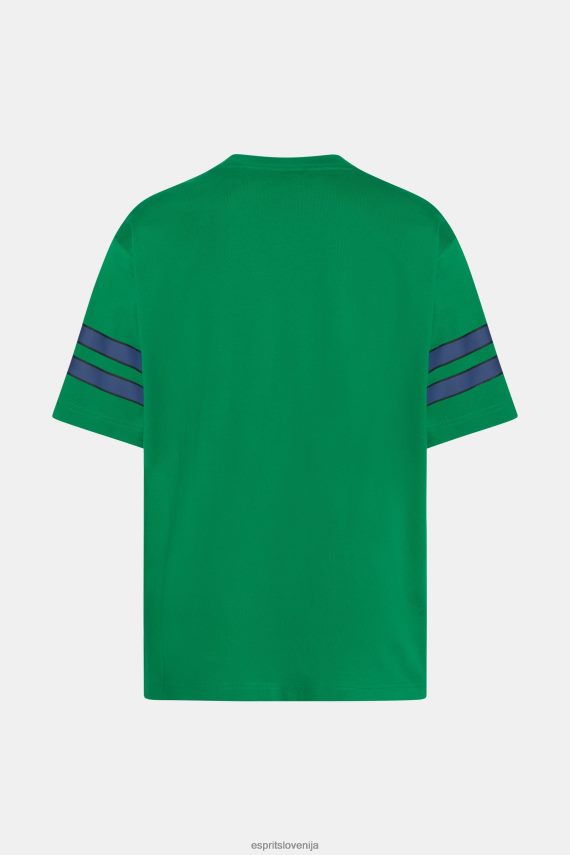 majice s kratkimi rokavi sl Esprit moški majica s črtastimi rokavi smaragdno zelena 6X446806