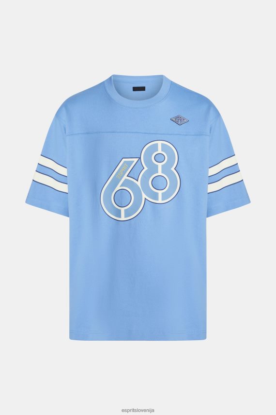 majice s kratkimi rokavi sl Esprit moški majica s črtastimi rokavi svetlo modra sivka 6X446807