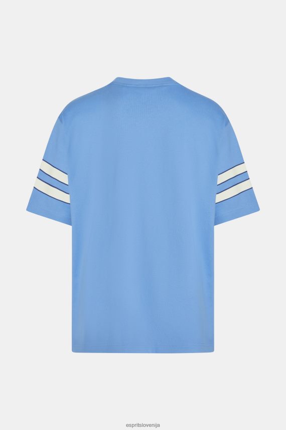 majice s kratkimi rokavi sl Esprit moški majica s črtastimi rokavi svetlo modra sivka 6X446807