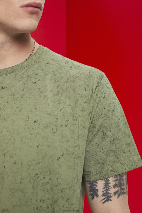 majice s kratkimi rokavi sl Esprit moški majica s spranim učinkom svetlo kaki 6X446752