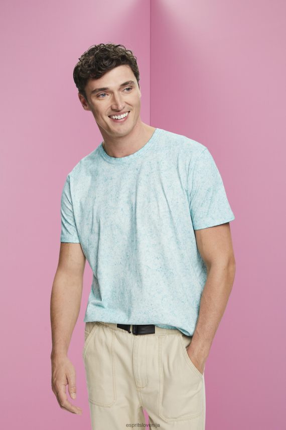 majice s kratkimi rokavi sl Esprit moški majica s spranim učinkom svetlo vodno zelena 6X446753