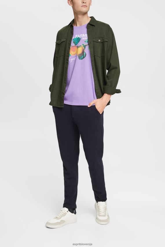 majice s kratkimi rokavi sl Esprit moški majica s tiskom lila 6X446889