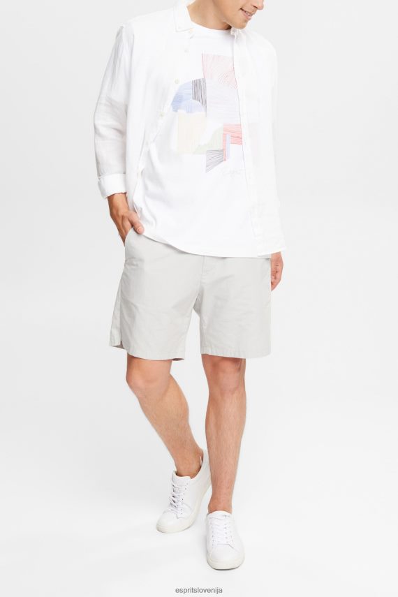 majice s kratkimi rokavi sl Esprit moški majica s trajnostno bombažno ilustracijo bela 6X446939