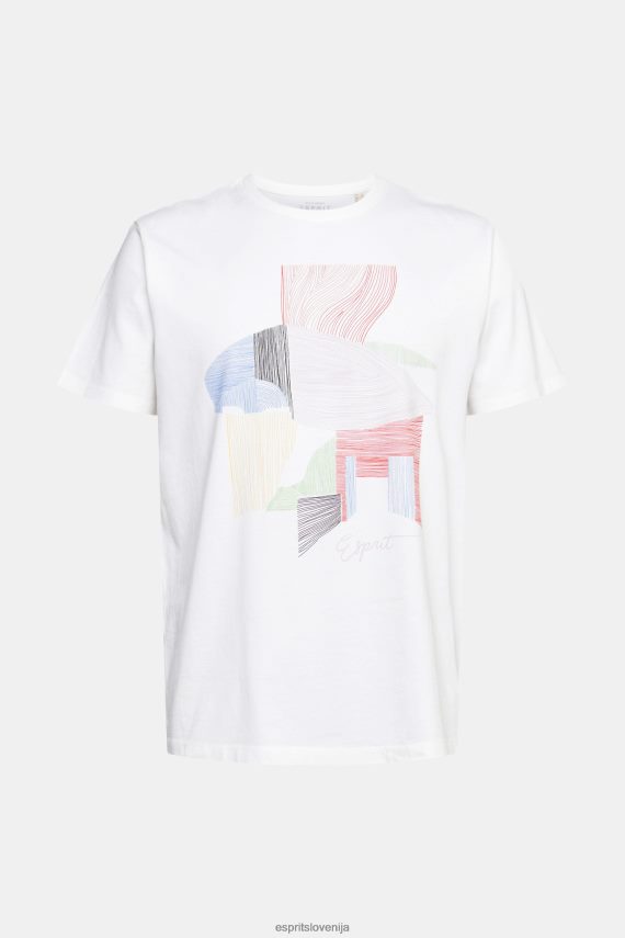 majice s kratkimi rokavi sl Esprit moški majica s trajnostno bombažno ilustracijo bela 6X446939