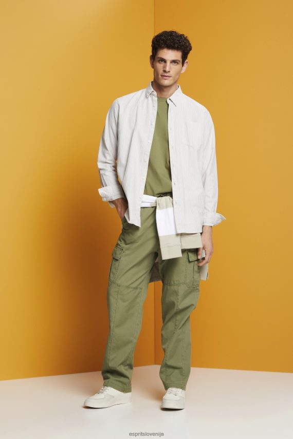 majice s kratkimi rokavi sl Esprit moški majica z logotipom, 100% bombaž olivno 6X446669