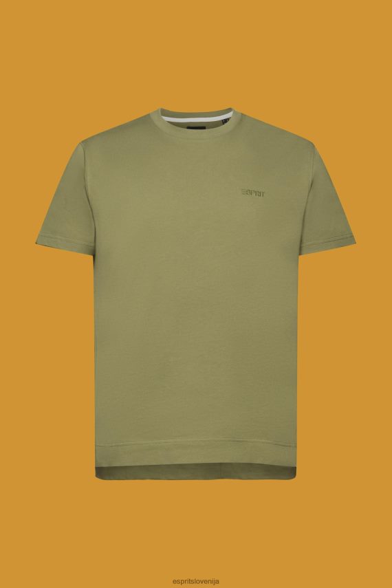 majice s kratkimi rokavi sl Esprit moški majica z logotipom, 100% bombaž olivno 6X446669