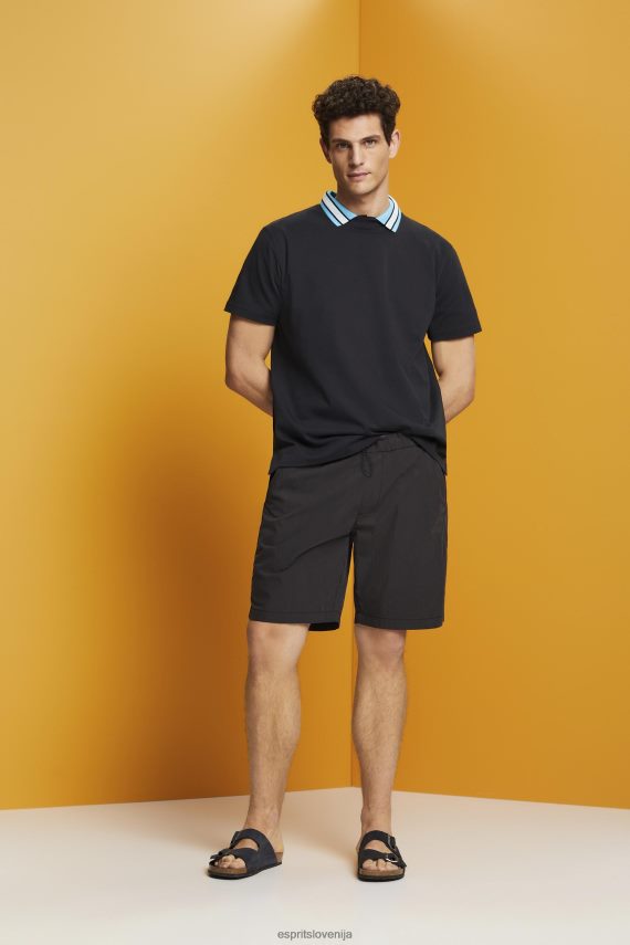 majice s kratkimi rokavi sl Esprit moški majica z logotipom, 100% bombaž Črna 6X446668