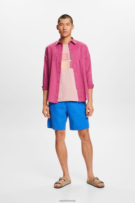 majice s kratkimi rokavi sl Esprit moški majica z logotipom, 100% bombaž stara roza 6X446589