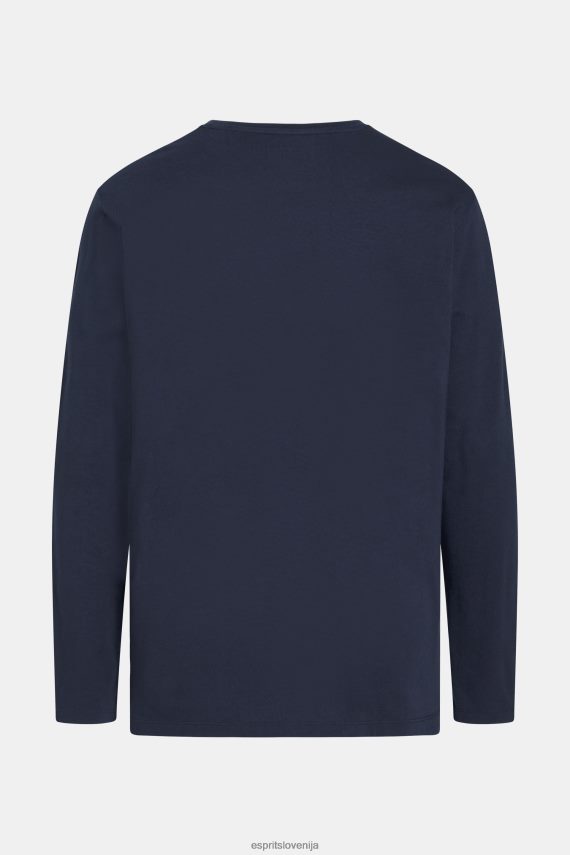 majice s kratkimi rokavi sl Esprit moški navadna majica iz polnega jerseyja mornarica 6X446860