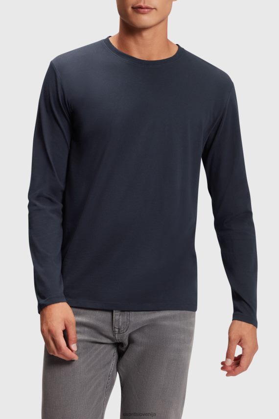 majice s kratkimi rokavi sl Esprit moški navadna majica iz polnega jerseyja Črna 6X446858