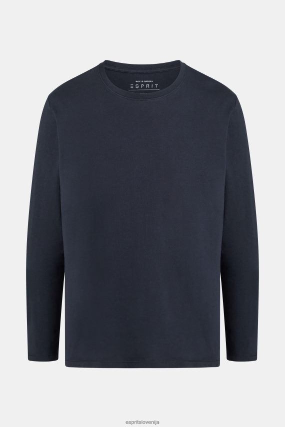 majice s kratkimi rokavi sl Esprit moški navadna majica iz polnega jerseyja Črna 6X446858