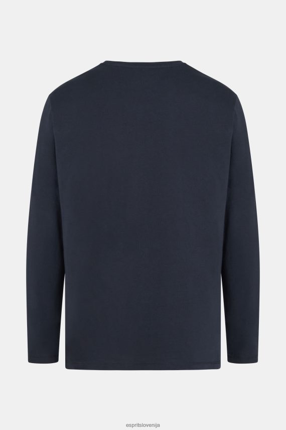 majice s kratkimi rokavi sl Esprit moški navadna majica iz polnega jerseyja Črna 6X446858