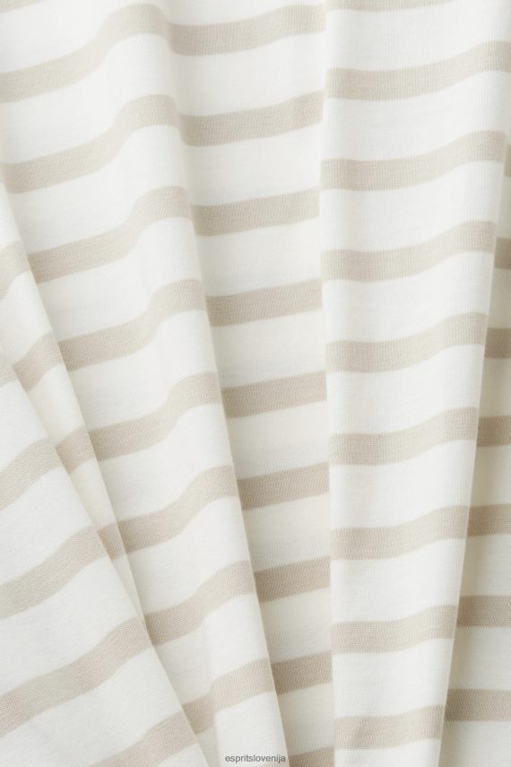 majice s kratkimi rokavi sl Esprit moški črtasta majica s kratkimi rokavi iz trajnostnega bombaža svetlo taupe 6X446704