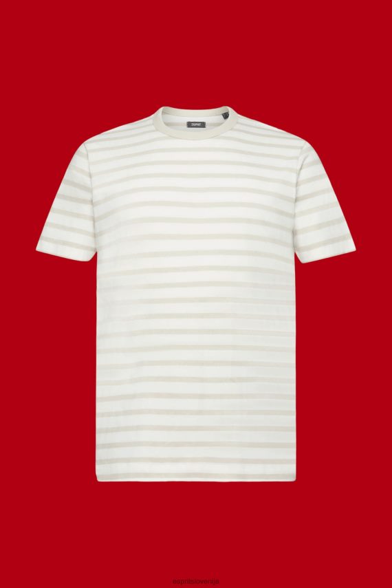 majice s kratkimi rokavi sl Esprit moški črtasta majica s kratkimi rokavi iz trajnostnega bombaža svetlo taupe 6X446704