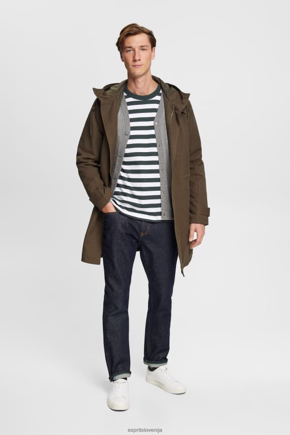 majice s kratkimi rokavi sl Esprit moški črtasta majica z okroglim izrezom temno modro zelena 6X446769