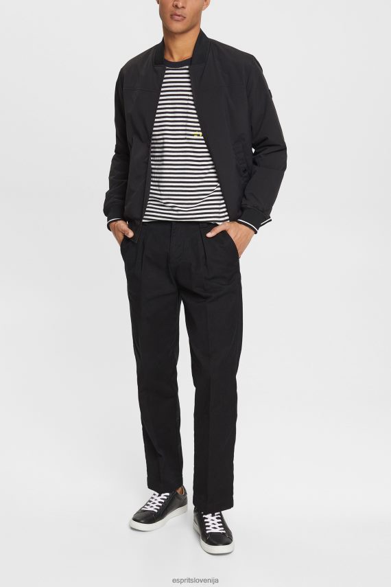 majice s kratkimi rokavi sl Esprit moški črtasto pleteno majico Črna 6X446898