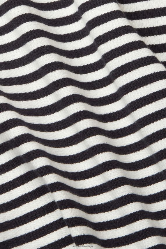 majice s kratkimi rokavi sl Esprit moški črtasto pleteno majico Črna 6X446898