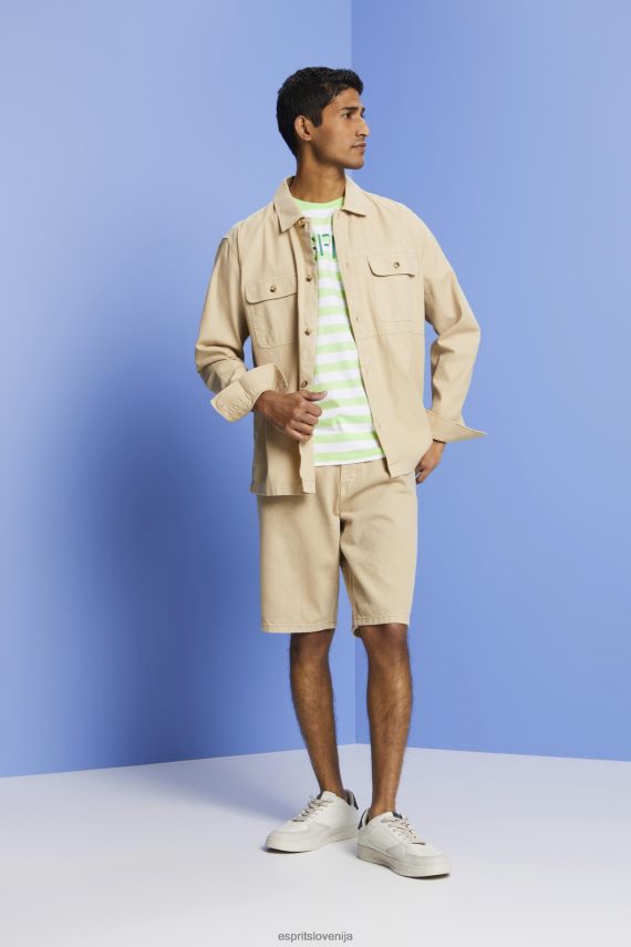 majice s kratkimi rokavi sl Esprit moški trajnostna bombažna črtasta majica s kratkimi rokavi citrusno zelena 6X446742