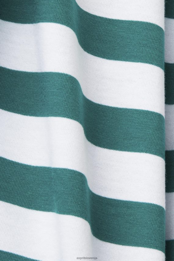 majice s kratkimi rokavi sl Esprit moški trajnostna bombažna črtasta majica s kratkimi rokavi smaragdno zelena 6X446741