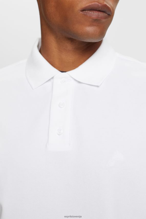 polos sl Esprit moški bombažna mrežasta polo majica bela 6X446567