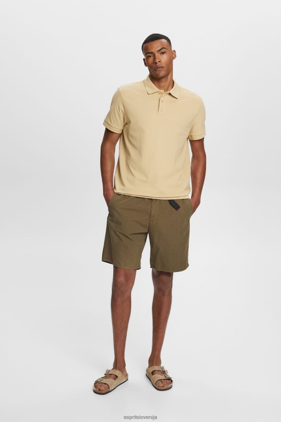 polos sl Esprit moški bombažna mrežasta polo majica bledo kaki 6X446568