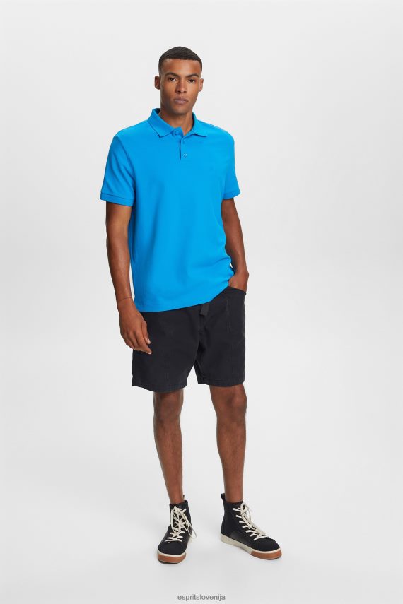 polos sl Esprit moški bombažna mrežasta polo majica svetlo modra 6X446570