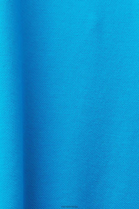 polos sl Esprit moški bombažna mrežasta polo majica svetlo modra 6X446570