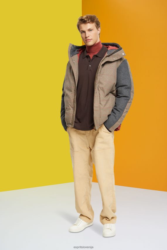 polos sl Esprit moški pike polo majica z dolgimi rokavi temno rjava 6X446836