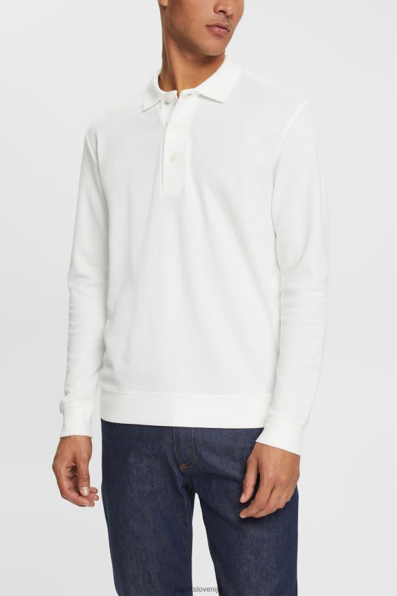 polos sl Esprit moški pike polo majica z dolgimi rokavi umazano bela 6X446951