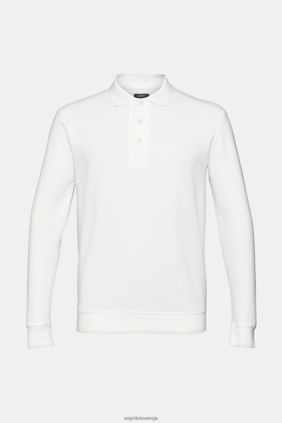 polos sl Esprit moški pike polo majica z dolgimi rokavi umazano bela 6X446951