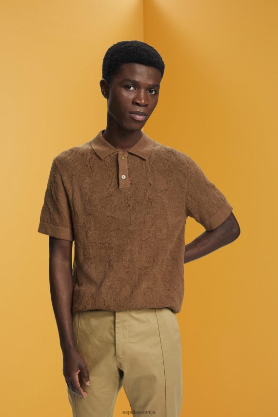polos sl Esprit moški polo majica iz bouclea bledo kaki 6X446702