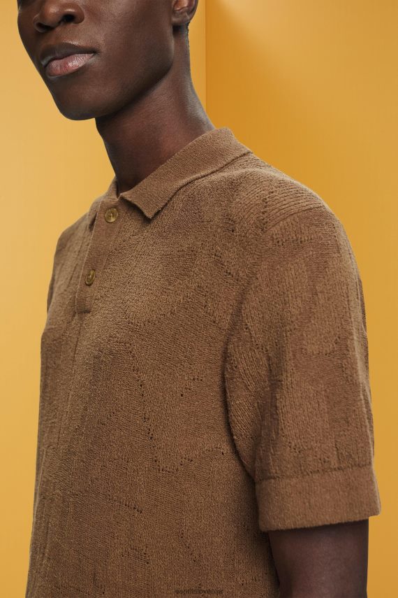 polos sl Esprit moški polo majica iz bouclea bledo kaki 6X446702