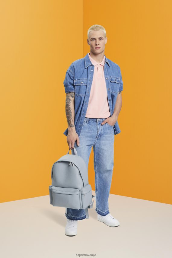 polos sl Esprit moški polo majica iz pranega bombaža v pike roza 6X446710