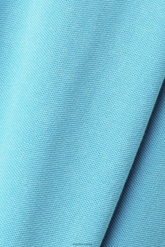 polos sl Esprit moški polo majica iz pranega bombaža v pike vodno zelena 6X446708