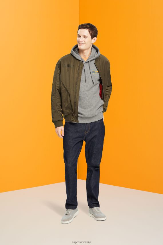 puloverji in puloverji s kapuco sl Esprit moški pulover s kapuco iz melanža z majhnim potiskom logotipa srednje siva 6X446826