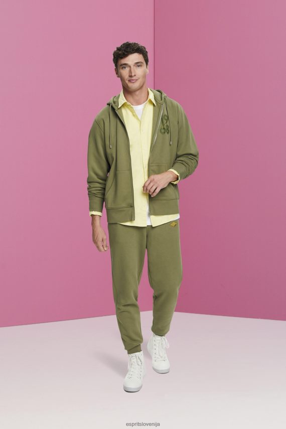 puloverji in puloverji s kapuco sl Esprit moški pulover s kapuco na zadrgo po celotni dolžini olivno 6X446636