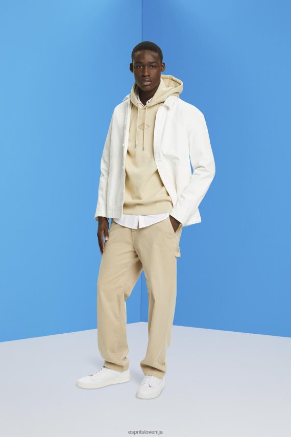 puloverji in puloverji s kapuco sl Esprit moški pulover s kapuco z logotipom na prsih bež 6X446639