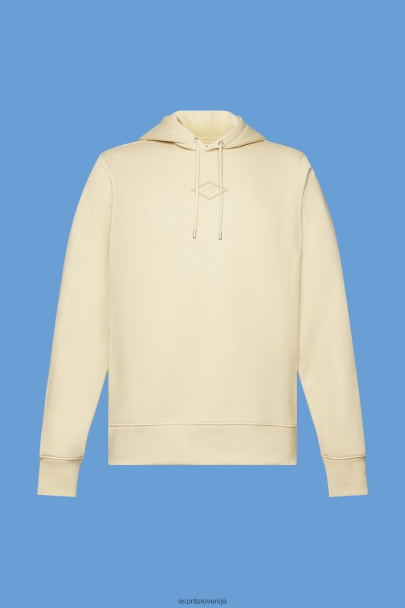 puloverji in puloverji s kapuco sl Esprit moški pulover s kapuco z logotipom na prsih bež 6X446639