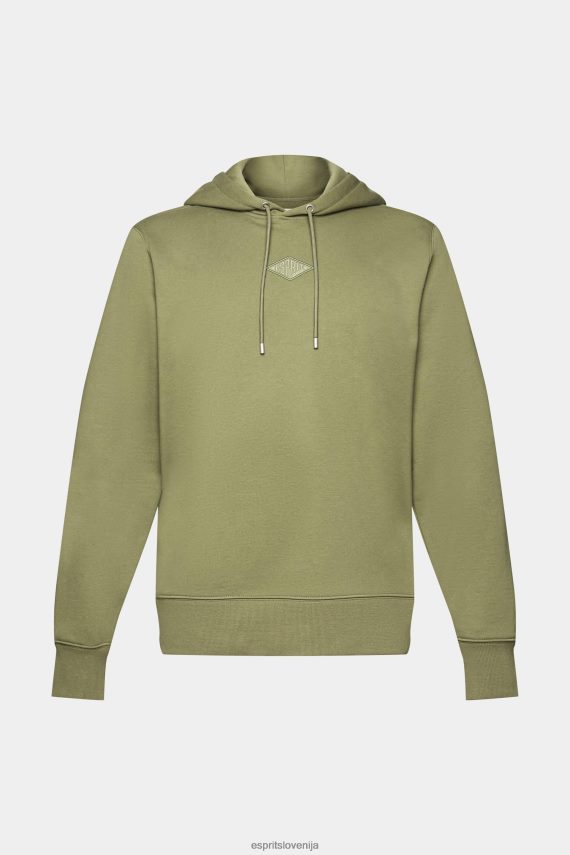 puloverji in puloverji s kapuco sl Esprit moški pulover s kapuco z logotipom na prsih olivno 6X446640