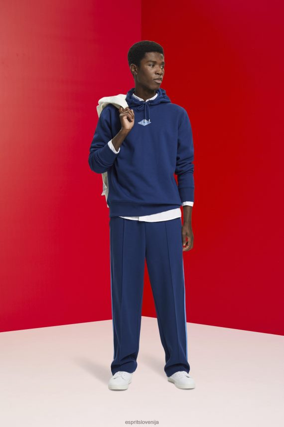 puloverji in puloverji s kapuco sl Esprit moški pulover s kapuco z logotipom na prsih črnilo 6X446641