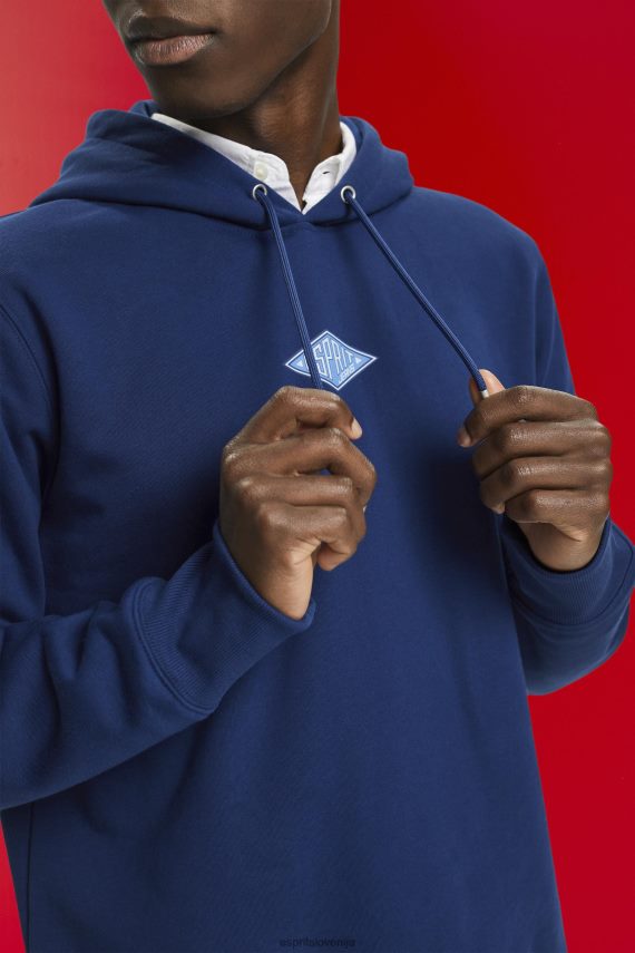 puloverji in puloverji s kapuco sl Esprit moški pulover s kapuco z logotipom na prsih črnilo 6X446641