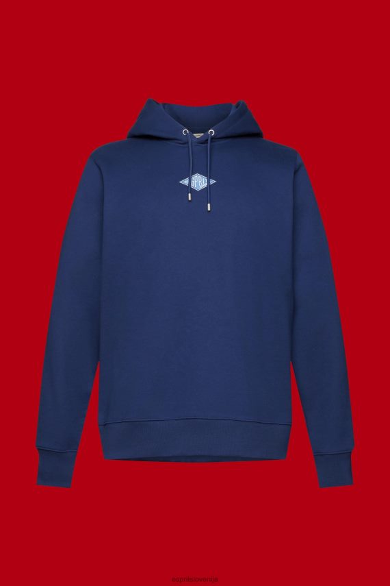 puloverji in puloverji s kapuco sl Esprit moški pulover s kapuco z logotipom na prsih črnilo 6X446641