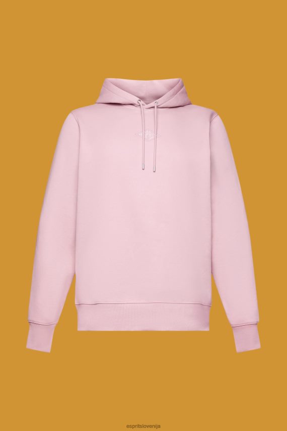 puloverji in puloverji s kapuco sl Esprit moški pulover s kapuco z logotipom na prsih roza 6X446642