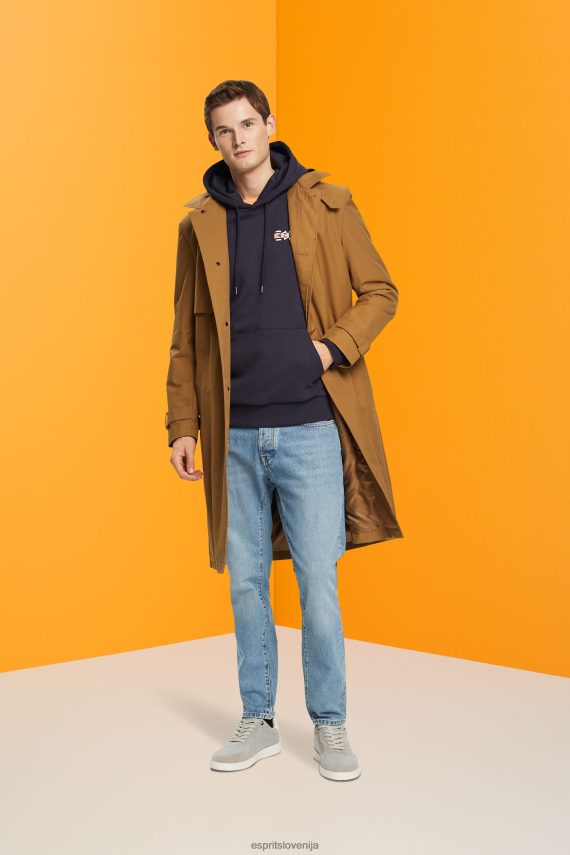 puloverji in puloverji s kapuco sl Esprit moški pulover s kapuco z majhnim potiskom logotipa mornarica 6X446827