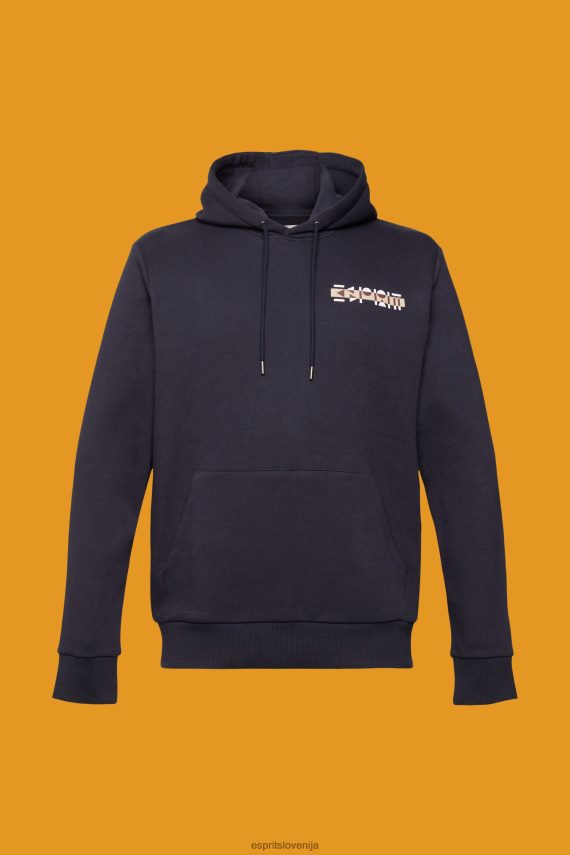 puloverji in puloverji s kapuco sl Esprit moški pulover s kapuco z majhnim potiskom logotipa mornarica 6X446827