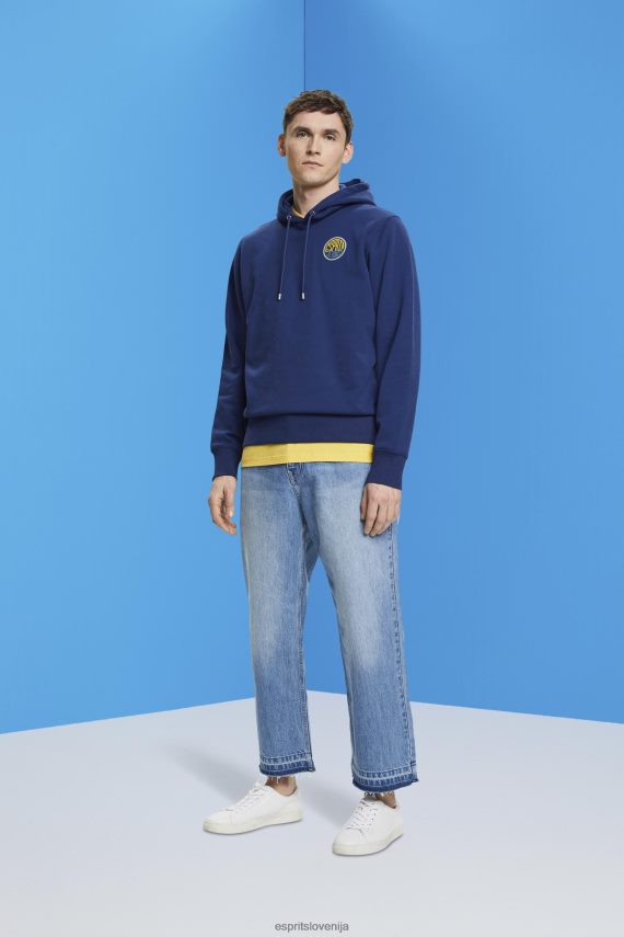 puloverji in puloverji s kapuco sl Esprit moški pulover s potiskom logotipa črnilo 6X446650