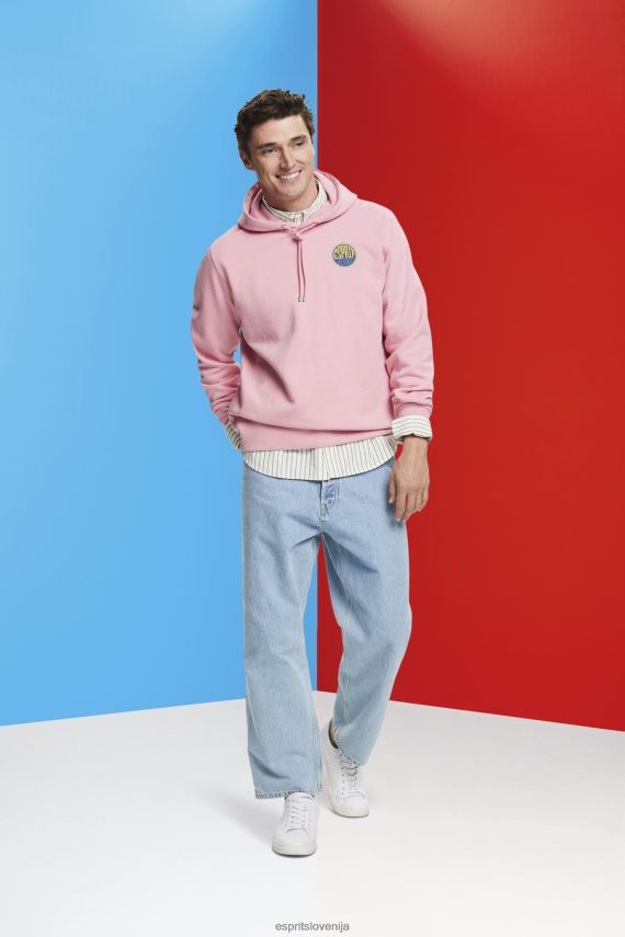 puloverji in puloverji s kapuco sl Esprit moški pulover s potiskom logotipa roza 6X446652