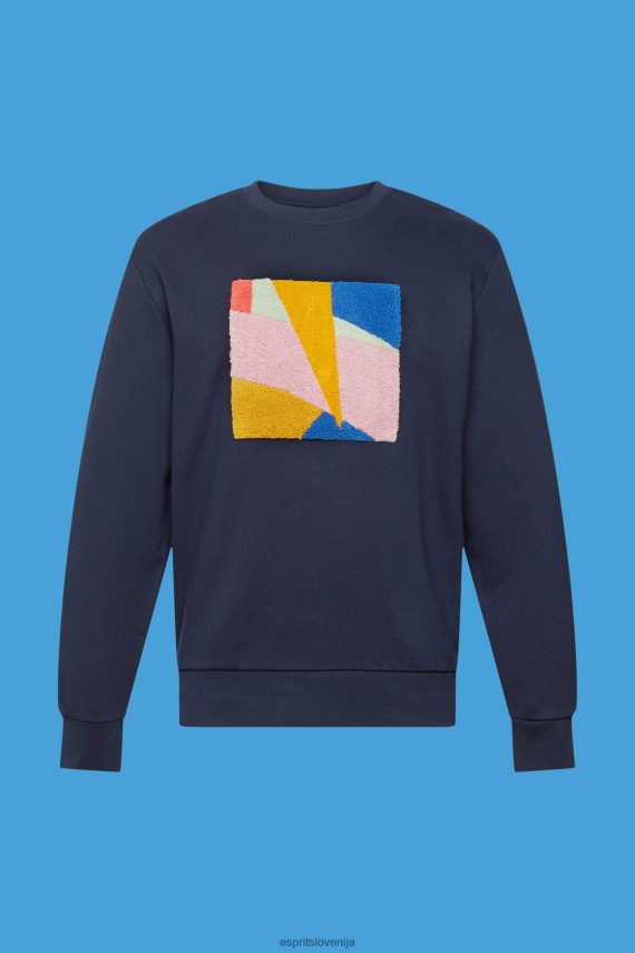 puloverji in puloverji s kapuco sl Esprit moški pulover z aplikacijo mornarica 6X446882