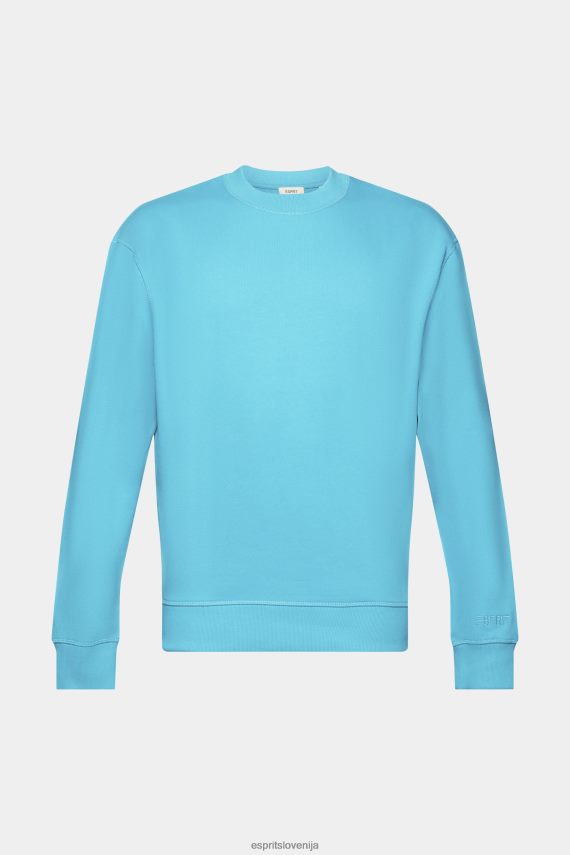 puloverji in puloverji s kapuco sl Esprit moški pulover z izvezenim logotipom na rokavih vodno zelena 6X446724